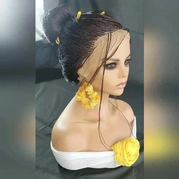 Braided full  Lace Wig Micro millions braids, medium, #99j red wine N… - Picture 5 of 17